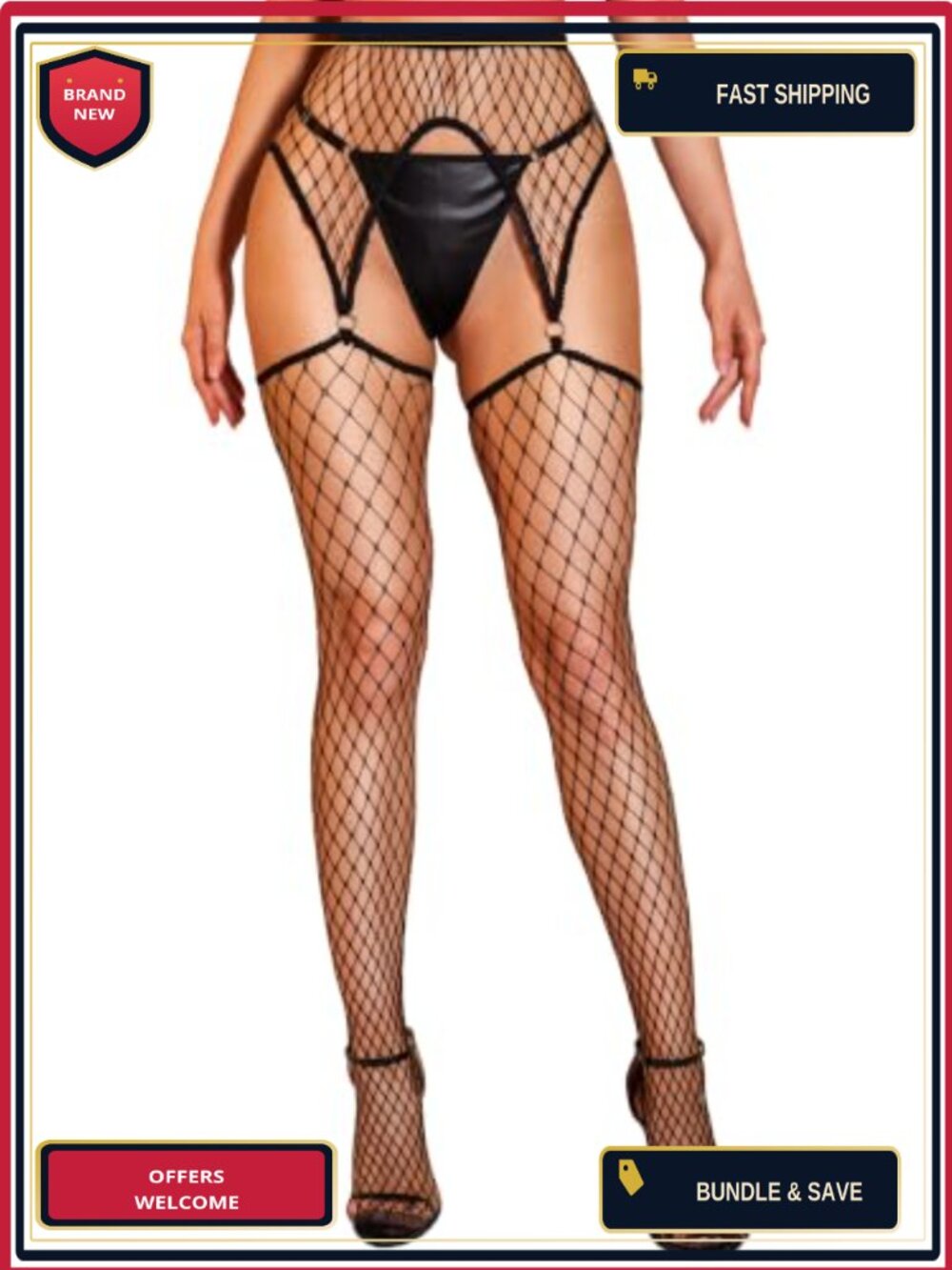Fishnet Stockings Garter Thigh High High Waist Pantyhose Lingerie